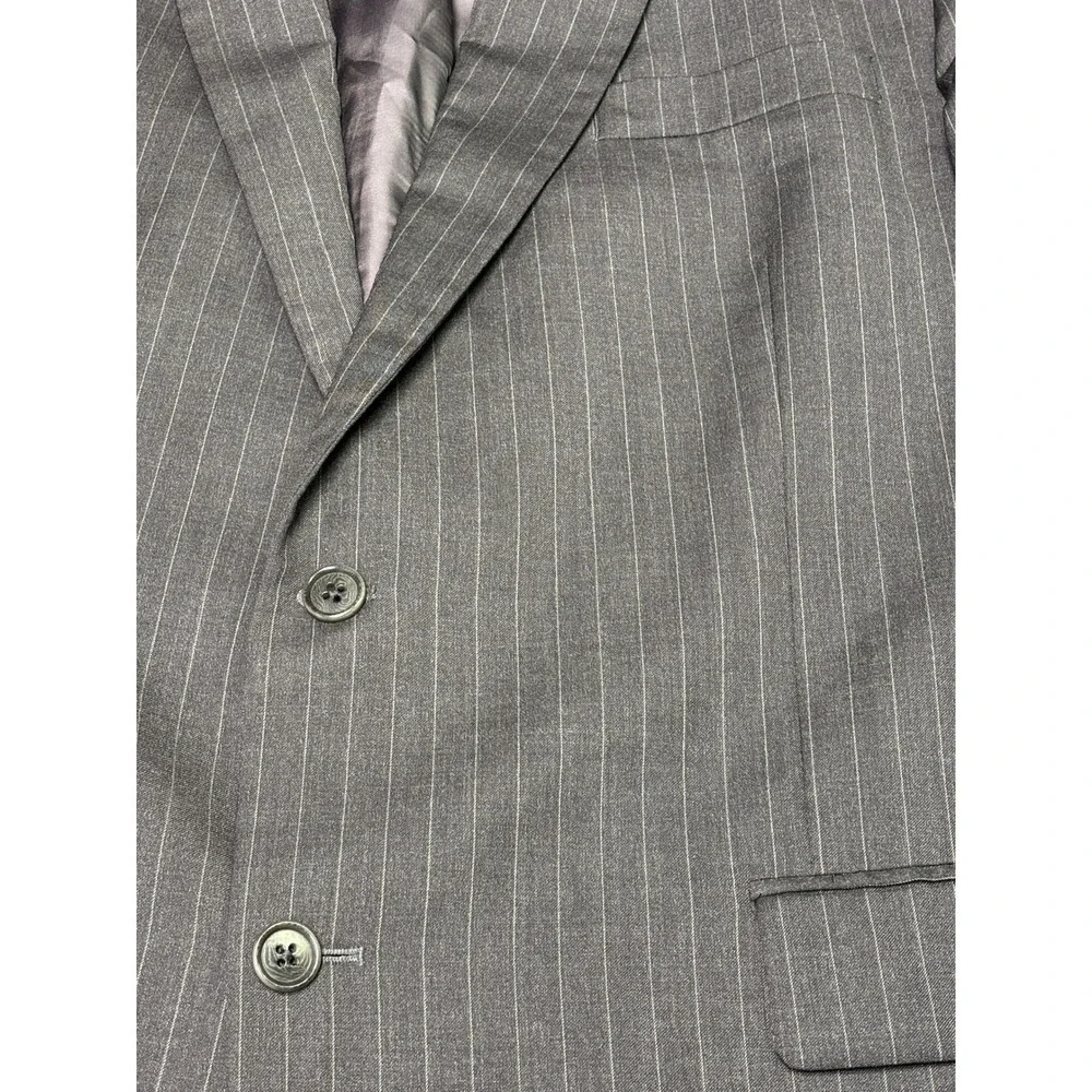 Brooks Brothers 1818 Madison Pinstripe Wool Blazer‎ Mens 46R Dark Gray USA